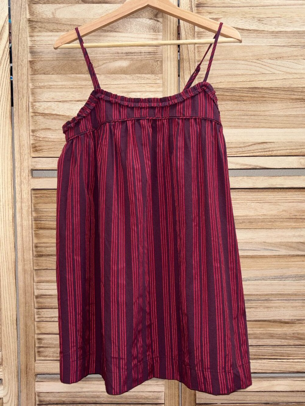 NWT Wild Fable Womens Red Burgundy Striped Cami Mini Dress L | Adjustable Straps